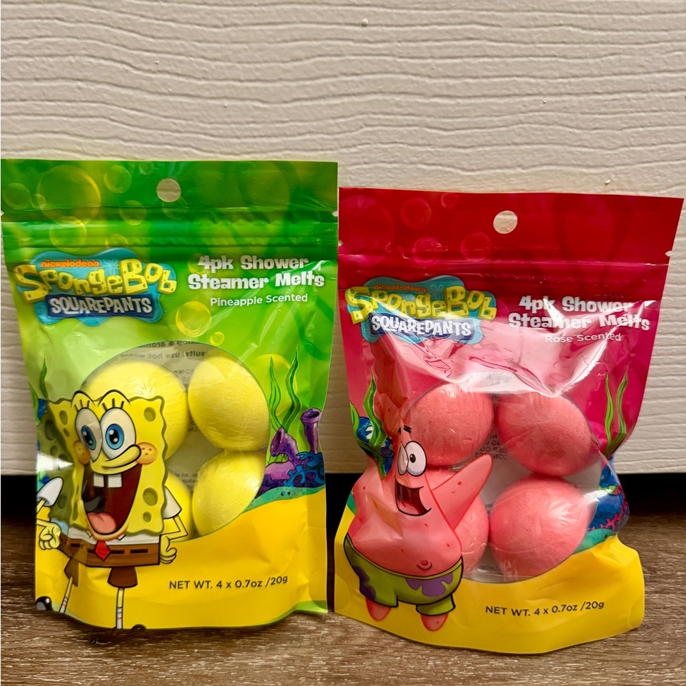 SpongeBob SquarePants Kids Shower Steamer Melts, Yellow & Pink, Two 4-Packs, NIB - Picture 1 of 2